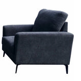 Jackson 37"W Black Chenille Chair with Black Metal Legs