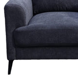 Jackson 84.5"W Black Chenille Sofa with Black Metal Legs