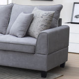 Harmony 99.5"W Light Gray Fabric Sectional Sofa with Left-Facing Chaise and Storage Ottoman