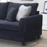 Harmony 99.5"W Black Fabric Sectional Sofa with Left-Facing Chaise and Storage Ottoman