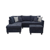 Harmony 99.5"W Black Fabric Sectional Sofa with Left-Facing Chaise and Storage Ottoman