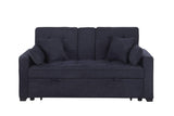 Cody II 69.5"W Dark Gray Woven Fabric Convertible Sleeper Loveseat with Cup Holder, Charging Ports, Side Pocket, and Pocket Coil Seating