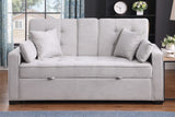 Cody II 69.5"W Light Gray Woven Fabric Convertible Sleeper Loveseat with Cup Holder, Charging Ports, Side Pocket, and Pocket Coil Seating