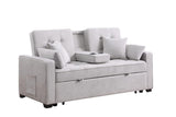 Cody II 69.5"W Light Gray Woven Fabric Convertible Sleeper Loveseat with Cup Holder, Charging Ports, Side Pocket, and Pocket Coil Seating