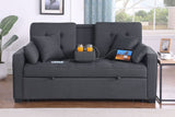 Cody II 69.5"W Dark Gray Linen Convertible Sleeper Loveseat with Cup Holder, Charging Ports and Pocket