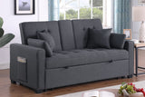 Cody II 69.5"W Dark Gray Linen Convertible Sleeper Loveseat with Cup Holder, Charging Ports and Pocket