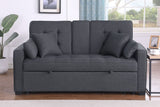 Cody II 69.5"W Dark Gray Linen Convertible Sleeper Loveseat with Cup Holder, Charging Ports and Pocket