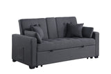 Cody II 69.5"W Dark Gray Linen Convertible Sleeper Loveseat with Cup Holder, Charging Ports and Pocket