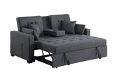 Cody II 69.5"W Dark Gray Linen Convertible Sleeper Loveseat with Cup Holder, Charging Ports and Pocket