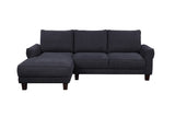 Belle 96"W Black Sherpa Sectional Sofa with Left-Facing Chaise