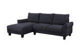 Belle 96"W Black Sherpa Sectional Sofa with Left-Facing Chaise