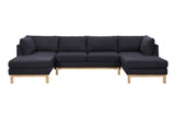 Hallie Black Sherpa 124"W Double Chaise U-Shape Sectional Sofa