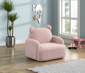 Raelynn 25.5"W Pink Sherpa Bear-Shaped Kids Armchair