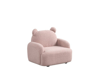 Raelynn 25.5"W Pink Sherpa Bear-Shaped Kids Armchair