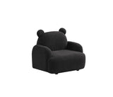 Raelynn 25.5"W Black Sherpa Bear-Shaped Kids Armchair