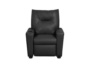 Perline 23"W Black PVC Fabric Kids Recliner Chair with Cupholder