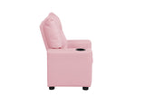 Perline 23"W Pink PVC Fabric Kids Recliner Chair with Cupholder