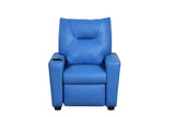 Perline 23"W Blue PVC Fabric Kids Recliner Chair with Cupholder