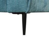 Valentina 74"W Blue Chenille Sofa with Metal Legs and Throw Pillows