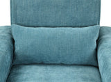 Valentina 62"W Blue Chenille Loveseat with Metal Legs and Throw Pillows