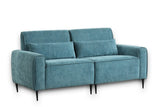 Valentina 74"W Blue Chenille Sofa with Metal Legs and Throw Pillows