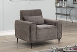 Valentina 38.5"W Gray Chenille Chair with Metal Legs and Throw Pillow