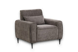 Valentina 38.5"W Gray Chenille Chair with Metal Legs and Throw Pillow