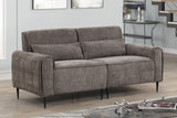 Valentina 74"W Gray Chenille Sofa with Metal Legs and Throw Pillows