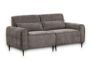 Valentina 74"W Gray Chenille Sofa with Metal Legs and Throw Pillows