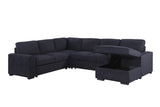 Selene II 117.5"W Dark Gray Woven Fabric Sleeper Sectional Sofa with Right-Facing Storage Chaise