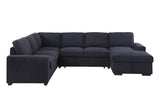 Selene II 117.5"W Dark Gray Woven Fabric Sleeper Sectional Sofa with Right-Facing Storage Chaise