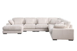 Nadine 155.5"W Beige Corduroy Corner Sectional Sofa with Left-Facing Chaise