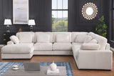 Nadine 155.5"W Beige Corduroy Corner Sectional Sofa with Left-Facing Chaise