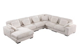 Nadine 155.5"W Beige Corduroy Corner Sectional Sofa with Left-Facing Chaise