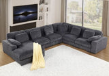 Nadine 155.5"W Dark Gray Corduroy Corner Sectional Sofa with Left-Facing Chaise