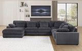 Nadine 155.5"W Dark Gray Corduroy Corner Sectional Sofa with Left-Facing Chaise