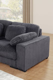 Nadine 155.5"W Dark Gray Corduroy Corner Sectional Sofa with Left-Facing Chaise