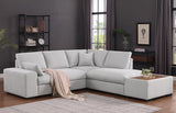 Joshua 100"W Light Gray Woven Fabric Sectional Sofa with Right Facing Chaise and Console Ottoman