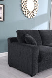 Celine 141.5"W Dark Gray Chenille Fabric Corner Sectional Sofa with Right-Facing Chaise, Cupholders, and Charging Ports