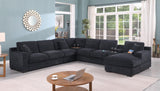 Celine 141.5"W Dark Gray Chenille Fabric Corner Sectional Sofa with Right-Facing Chaise, Cupholders, and Charging Ports