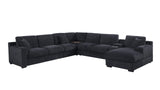 Celine 141.5"W Dark Gray Chenille Fabric Corner Sectional Sofa with Right-Facing Chaise, Cupholders, and Charging Ports