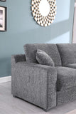 Celine 141.5"W Light Gray Chenille Fabric Corner Sectional Sofa with Right-Facing Chaise, Cupholders, and Charging Ports