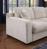 Celine 141.5"W Beige Chenille Fabric Corner Sectional Sofa with Right-Facing Chaise, Cupholders, and Charging Ports