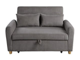 Justine 54"W Brown Corduroy Convertible Sleeper Loveseat