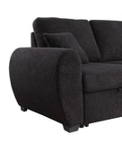 Veronica 95"W Black Teddy Fleece Reversible Sleeper Sectional Sofa with Storage Chaise