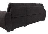 Veronica 95"W Black Teddy Fleece Reversible Sleeper Sectional Sofa with Storage Chaise