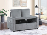 Oswin 45"W Gray Corduroy Loveseat with Storage, Side Pocket