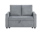 Oswin 45"W Gray Corduroy Loveseat with Storage, Side Pocket