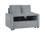 Oswin 45"W Gray Corduroy Loveseat with Storage, Side Pocket