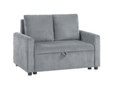 Oswin 45"W Gray Corduroy Loveseat with Storage, Side Pocket